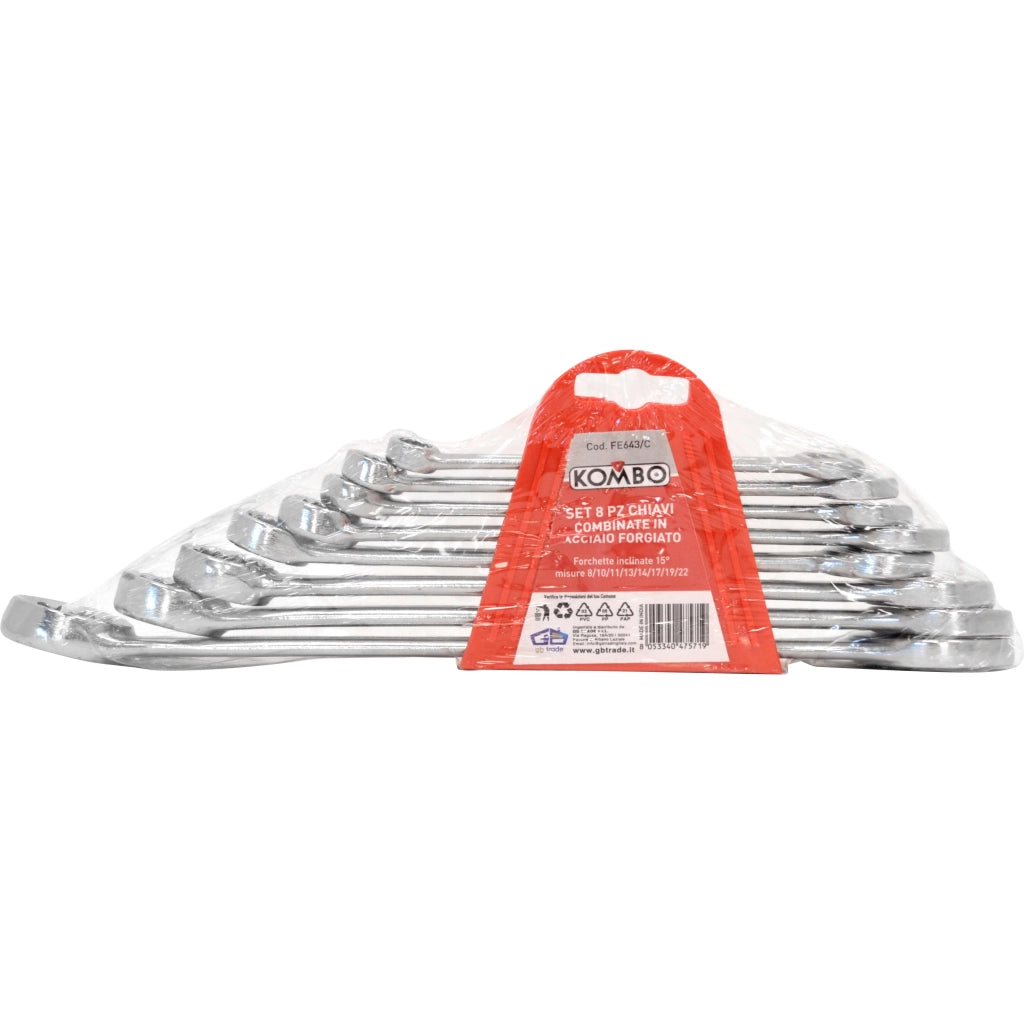 Set 8 chiavi combinate da 8mm a 22mm in Acciaio Forgiato