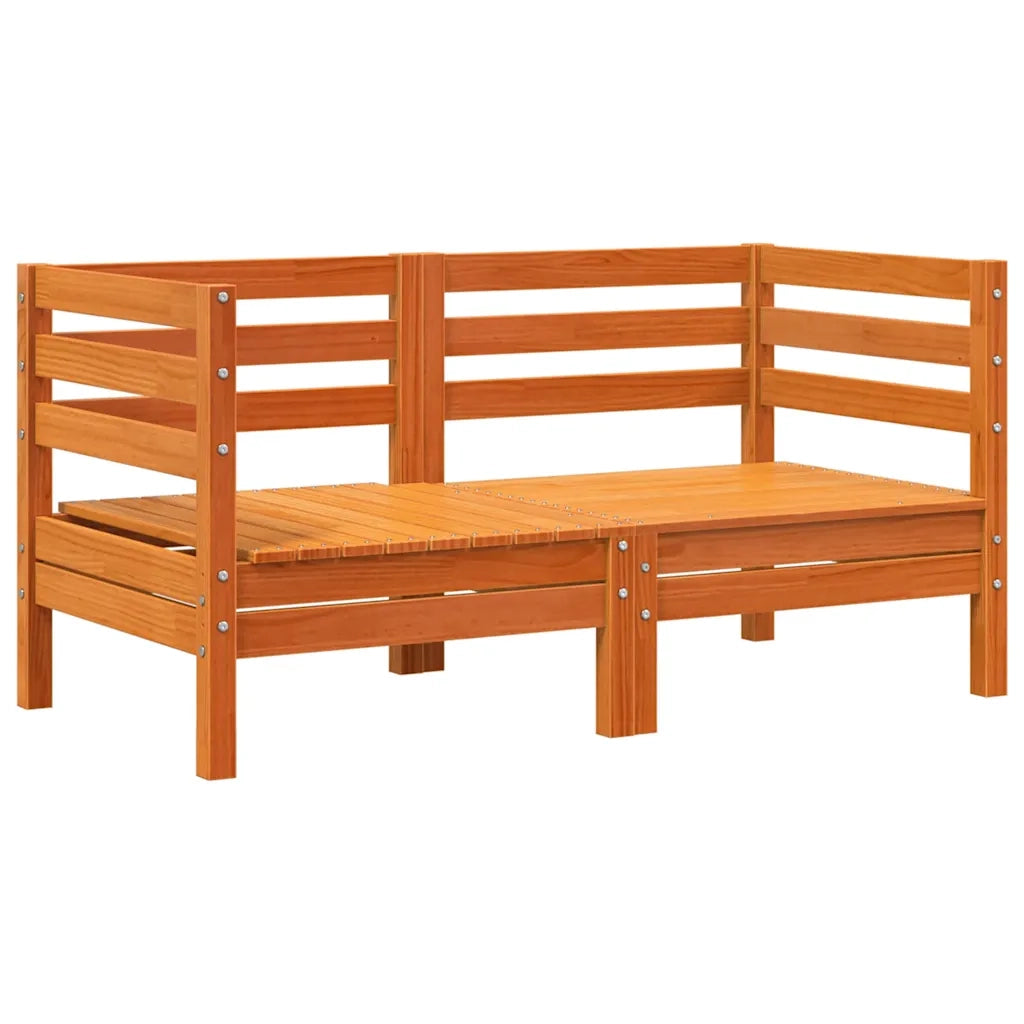 Divani Angolari Giardino 2pz-Sofa da giardino Marrone Cera Legno Massello Pino