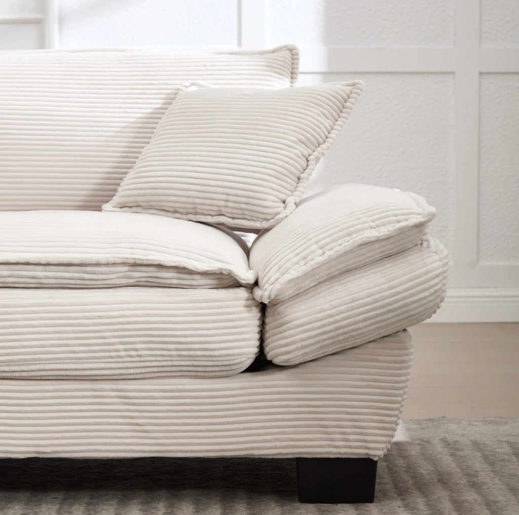 Divano 2 posti in velluto beige con seduta profonda 224 cm