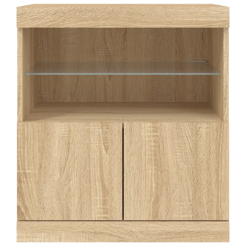Credenza | Madia | Buffet da pranzo | Armadio da pranzo con Luci LED Rovere Sonoma 60x37x67 cm