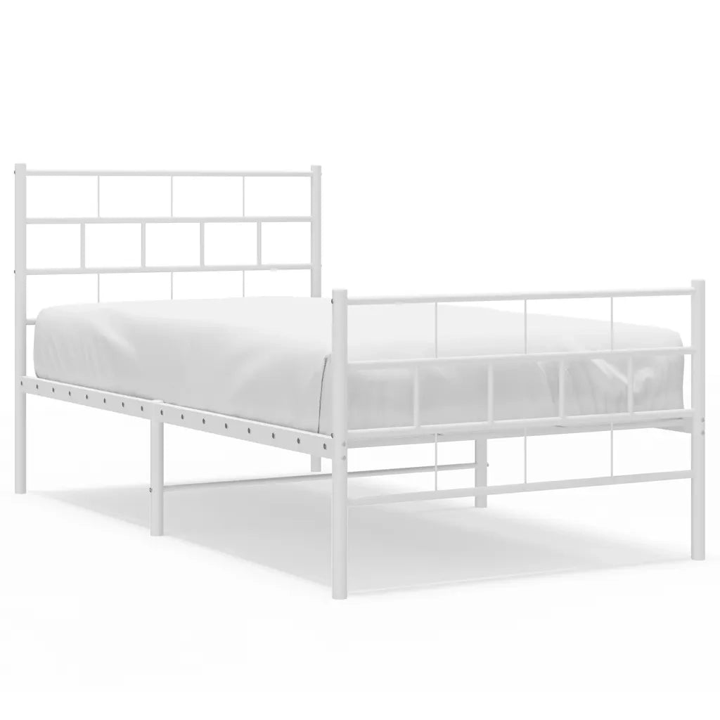Giroletto con Testiera e Pediera Metallo Bianco 100x190 cmcod mxl 131223