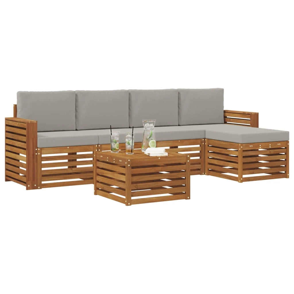 Set di divani da esterno 6 pcs Grigio Naturale e Chiaro 3374696