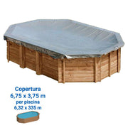 Copertura Invernale in PVC 580 gr/m² per piscine in legno Gre - Copertura Invernale In Pvc 580 Gr/m² Per Piscine In Legno Gre  Copertura Invernale 8,92 X 4,95 M Per Piscina Ottagonale Allungata In Legno Gre 8,52 X Dimensione piscina: 6.32 x 3.35 m