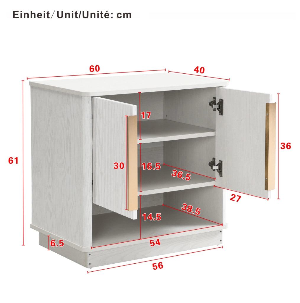 Scarpiera MDF bianca 60x40x61 cm con 2 ante; ripiani regolabili e vano aperto