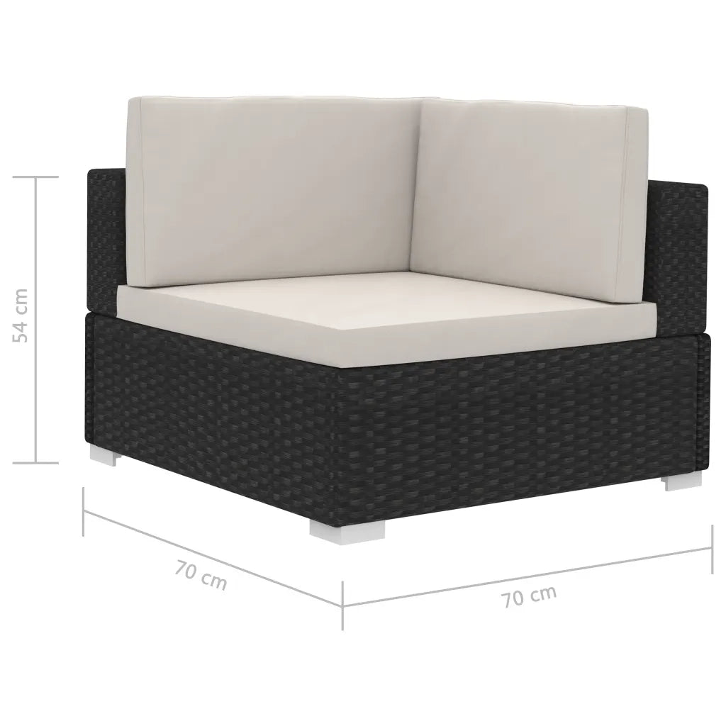 Set Divani da Giardino 3 pz con Cuscini in Polyrattan Nero 47264