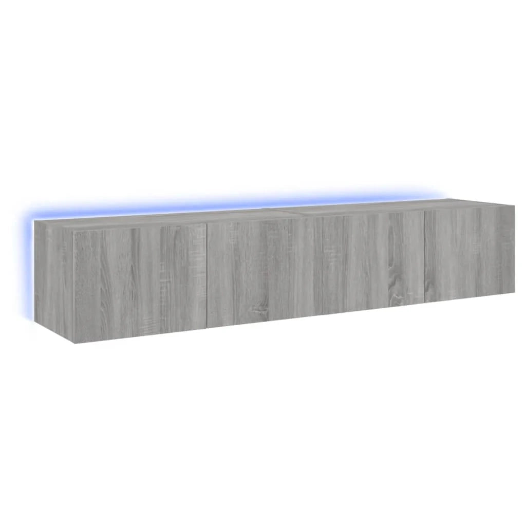 Mobile TV multimediale da parete mensola TV credenza mobile TV sala da pranzo soggiorno camera da letto e luci LED 2 pezzi Sonoma 80 x 35 x 31 cm grigio 02_0029156