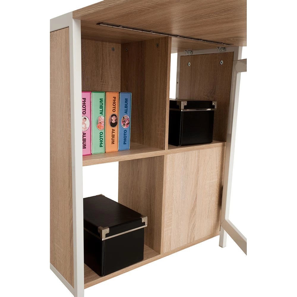 Tavolo Scrivania con Libreria Richiudibile Allungabile a Scomparsa Legno Acciaio