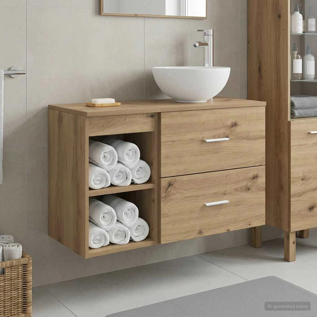Set di mobili per il bagno 2 pz Rovere Artigianale 3403879