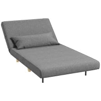 Poltrona Letto 3 in 1 con Schienale Reclinabile su 6 Posizioni in Tessuto, 94x78x80 cm, Grigio