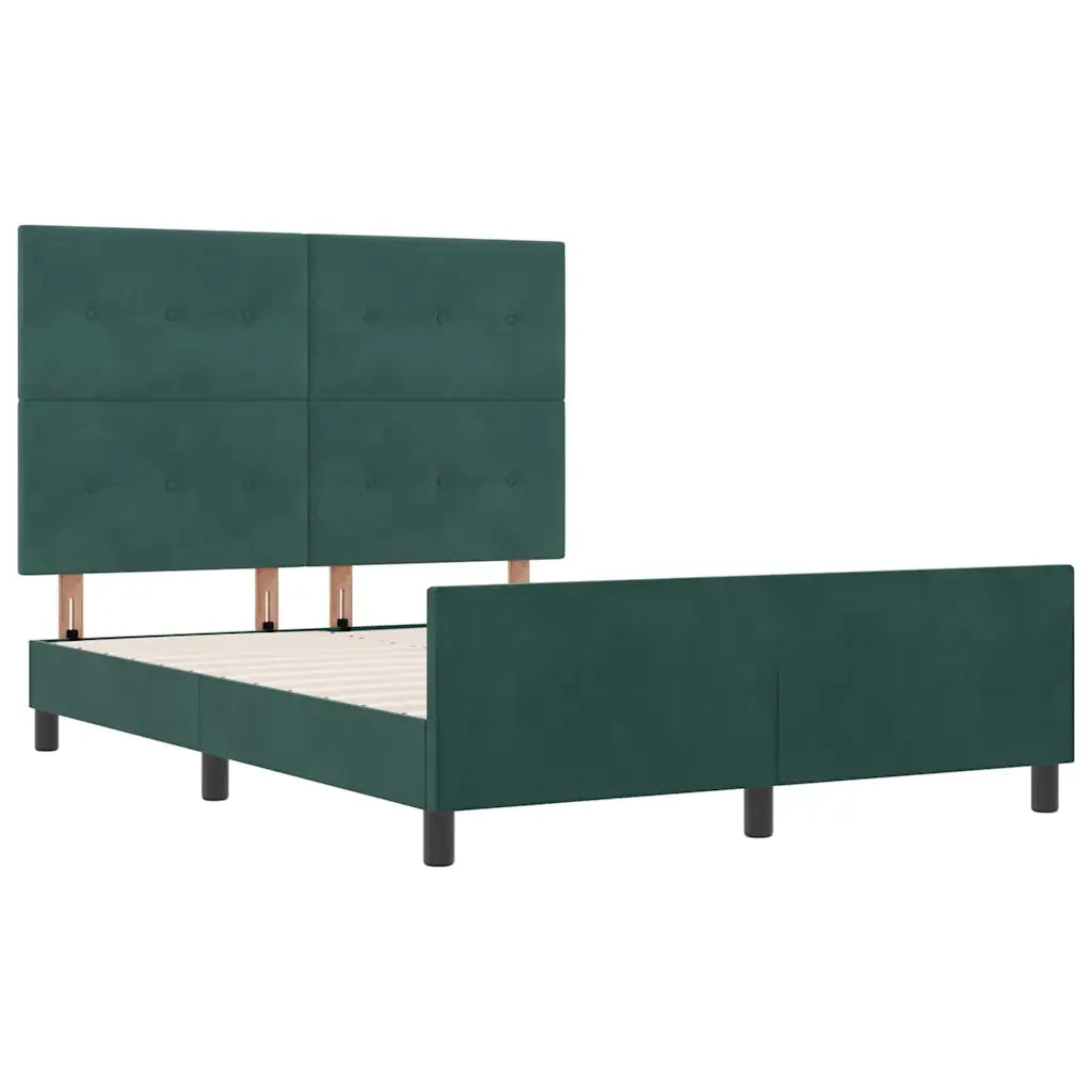 Letto a molle con testiera Verde Scuro 140 x 200 cm Velluto 3344948
