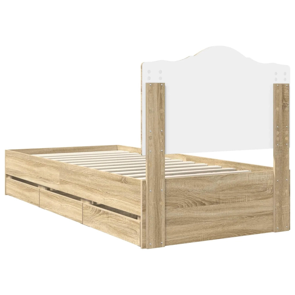 Struttura del letto con cassetto Rovere Sonoma 75 x 190 cm 3413466