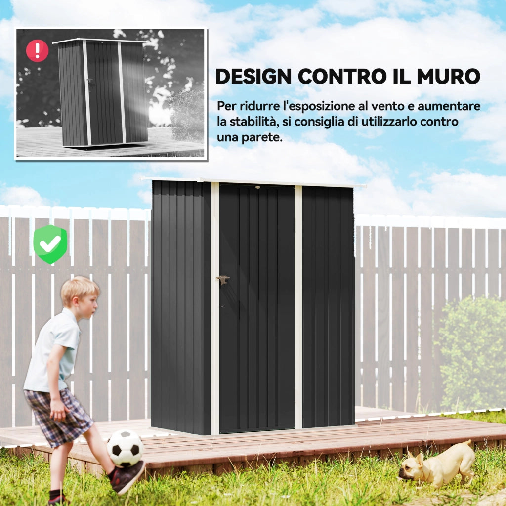 Capanno da Giardino in Metallo ¨C Zephmum ¨C Grigio Scuro 142x86x189 cm
