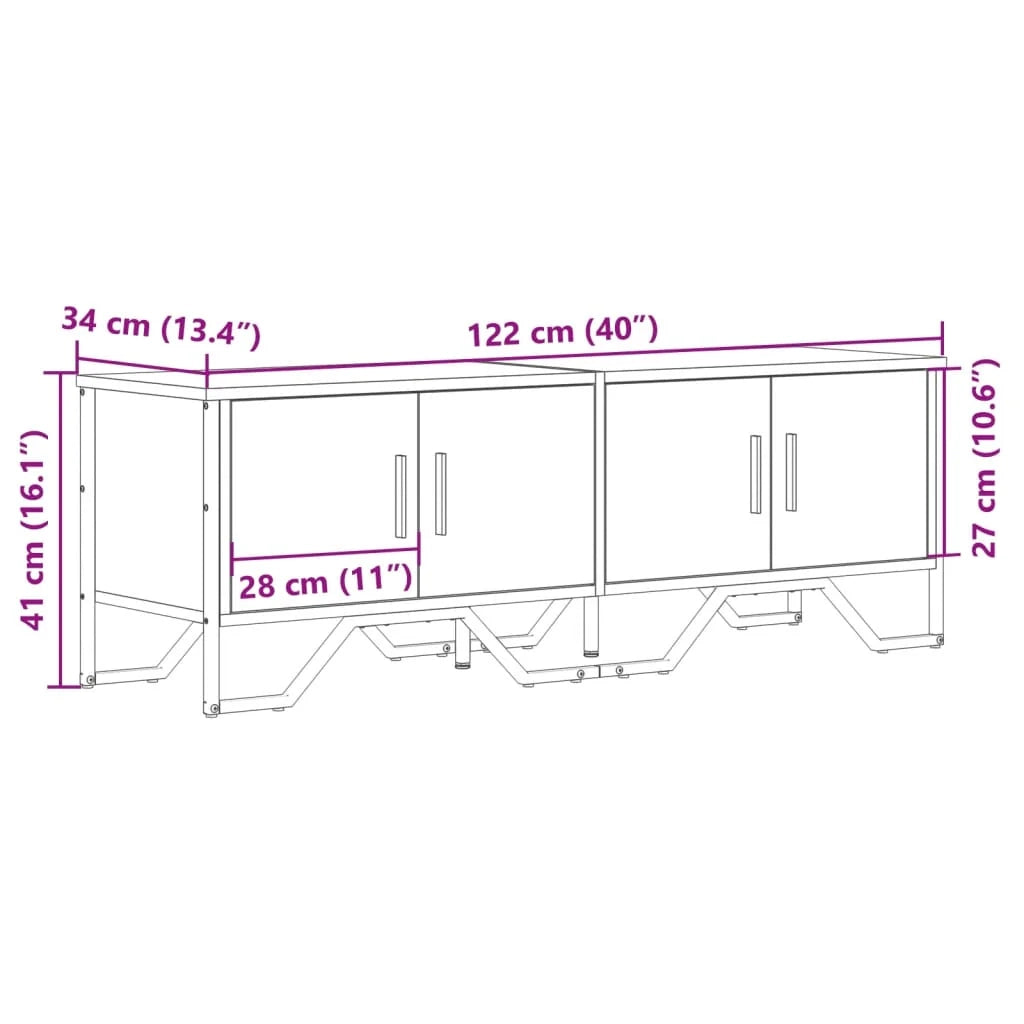 Mobile TV multimediale scaffale TV credenza mobile TV sala da pranzo soggiorno camera da letto rovere affumicato 122 x 34 x 41 cm legno ingegnerizzato marrone 02_0027327