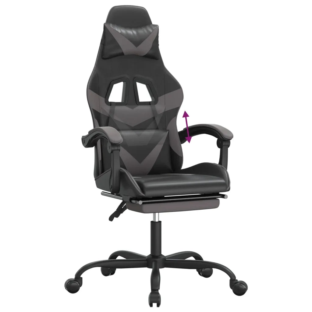 vidaXL Sedia da Gaming con Poggiapiedi Nero e Grigio in Similpelle