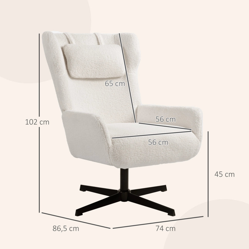 Poltrona imbottita girevole con rivestimento crema ¨C Minimal ¨C struttura metallica
