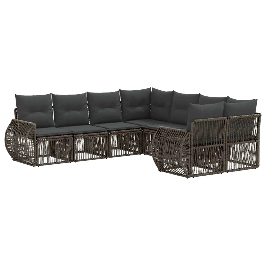 Set Divano da Giardino 8 pz 8-Numero di posti Grigio polyrattan 3435611