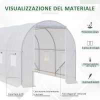 Serra da Giardino a Tunnel Per Piante in PE con Tubi in Ferro, Bianco, 350x200x200cm