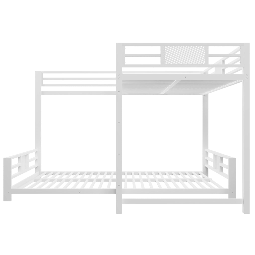 DESMIU Letto a castello in metallo 140 × 200 cm 2 posti, con sbarre di sicurezza, senza materasso, bianco
