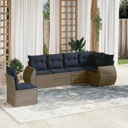 Set Divani da Giardino 6 pz con Cuscini Grigio in Polyrattan 3221430