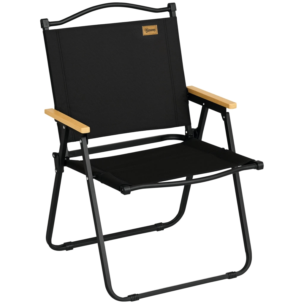 Sedia da Esterno Pieghevole con Braccioli ¨C Zephmum ¨C Tessuto Oxford, Acciaio, Nero
