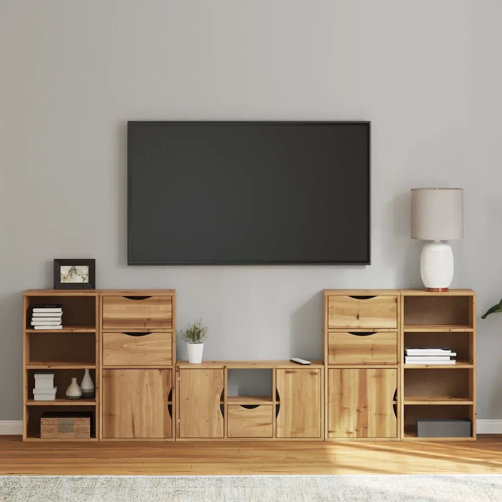 Mobile TV 5 pz con Contenitore ODDA in Legno Massello di Pino 3365376
