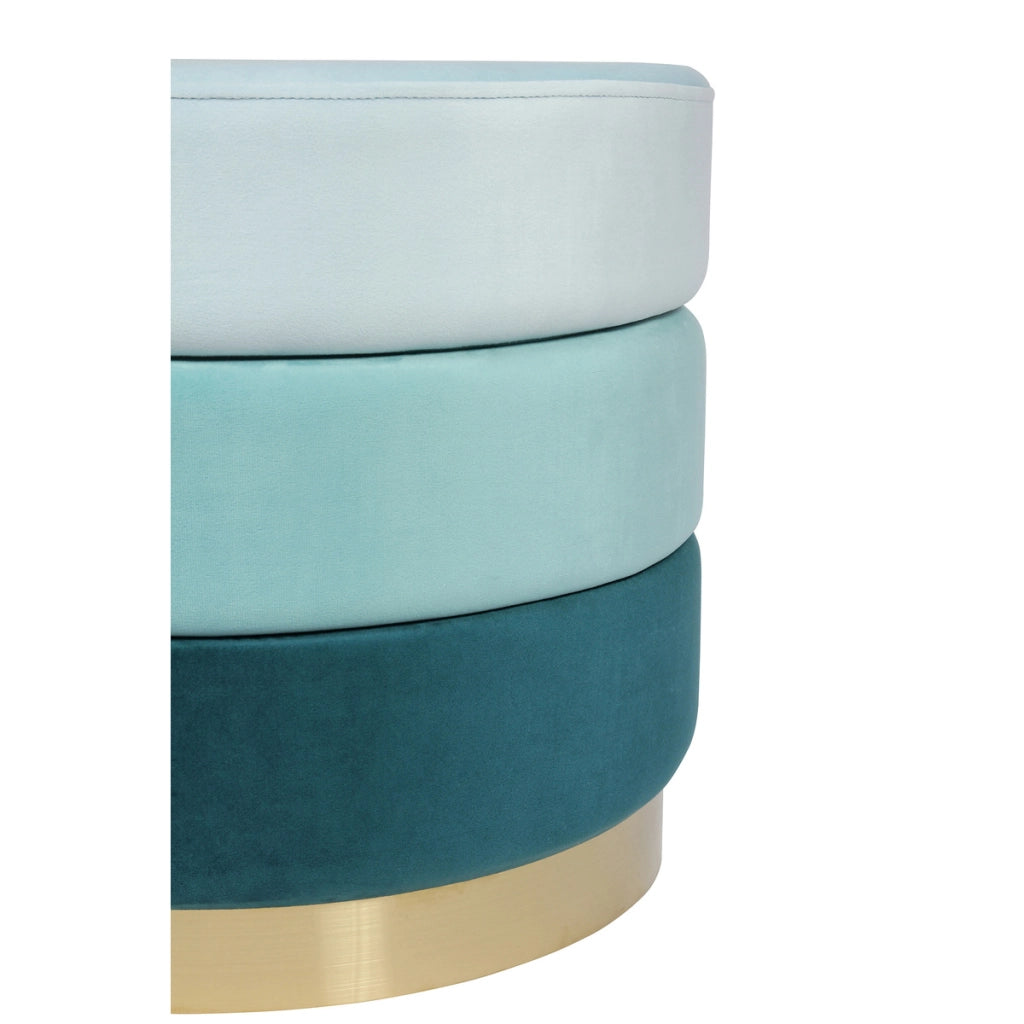 Pouf di design Matilda in velluto blu e oro