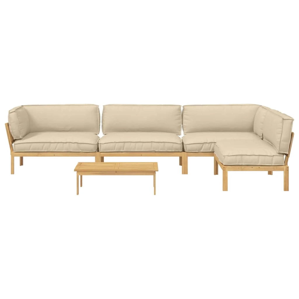 Set di divani con cuscino 5 pcs Beige Legno di Acacia Massello 3418407
