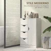 Mobile Bagno con 4 Cassetti, Armadietto a 2 Livelli e Maniglie Ritagliate, in Legno, 54x29x83 cm, Bianco