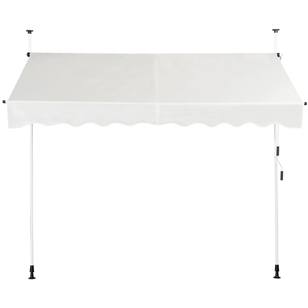 Tenda da sole retrattile manuale regolabile 250 x 125 cm tessuto Oxford resistente ai raggi UV design moderno telaio in alluminio beige 20_0021020