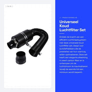 Filtro dell'aria universale - Set di filtro dell'aria per aria fredda - Filtro a fibra di carbonio - 3 pollici di ingresso dell'aria - Carrello di filtro lavabile - Progetto leggero - Sistema di ingresso dell'aria