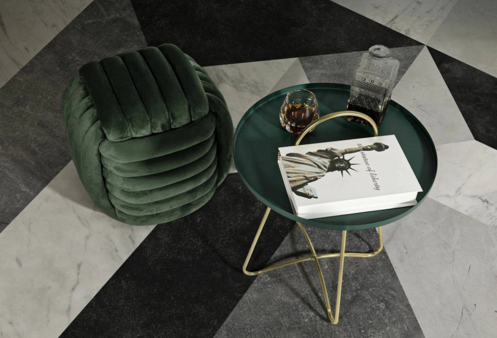 Pouf Bozzente, Poltrona multiuso, Scendiletto, Pouf poggiapiedi, 45x45 h45 cm, Verde