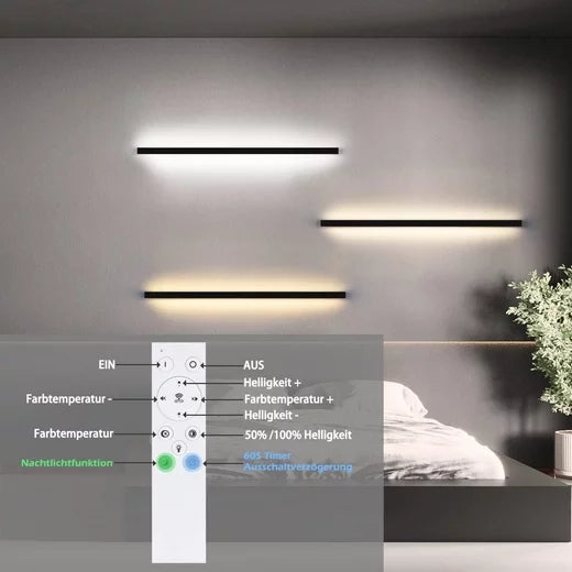 ZMH LED Applique 2ER Indoor Nero 100CM Applique 3000K Corridoio moderno Camera da letto