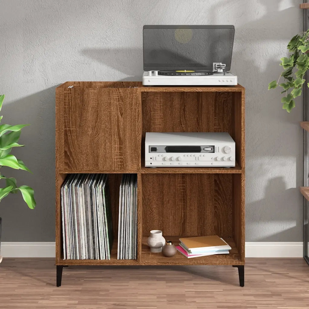 Mobile Porta Dischi Rovere Marrone 84,5x38x89 Legno Multistrato 832004