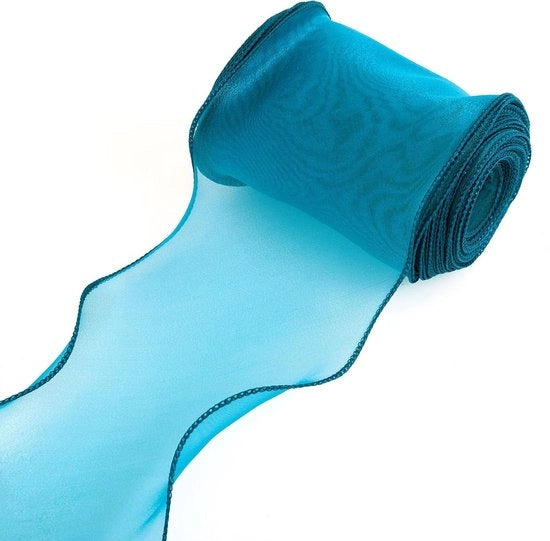 Organza Chiffon Lint 12m | Diametro 12cm | Poliestere | Per Artigianato Fai Da Te | Colore Blu Turquoise Scuro