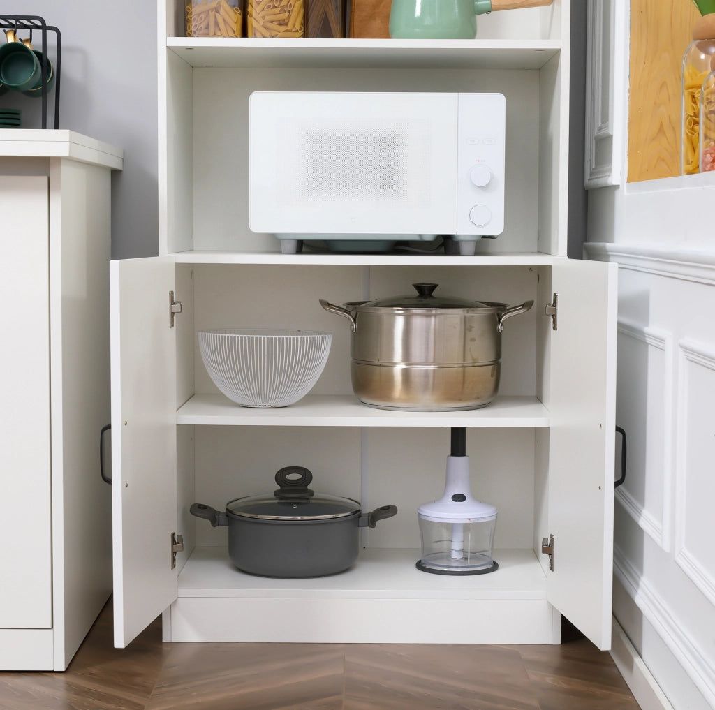 Mobile alto da cucina HOMCOM bianco con vano microonde