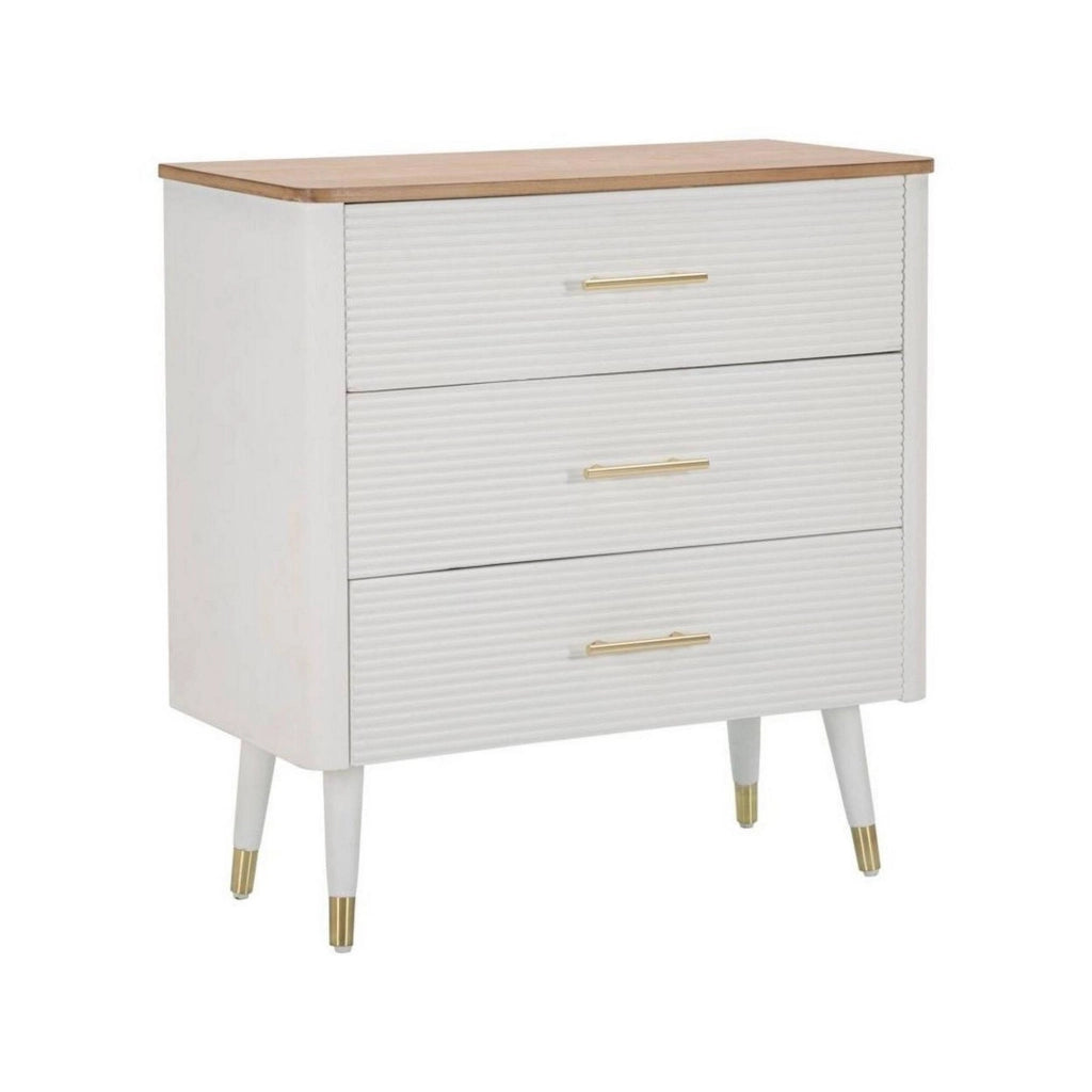 Cassettiera Phaidone, Settimino multiuso, Comò camera da letto, Mobile con cassetti, 78x37 h80 cm, Bianco e Marrone