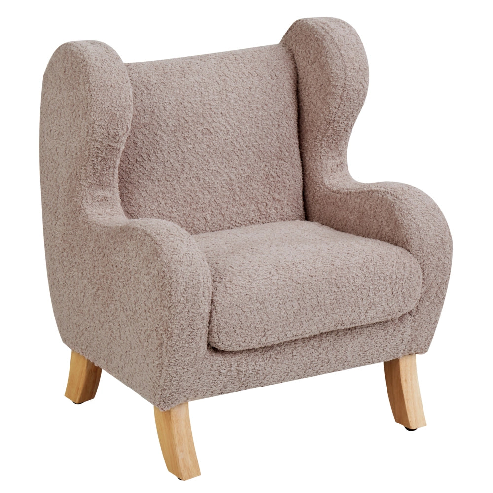 Sedia imbottita in bouclé tortora con braccioli Sedile per bambini Design moderno