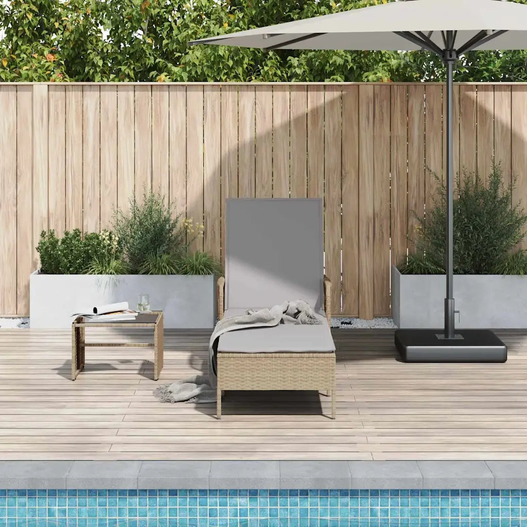 Lettino da Lettino sole | Sdraio da giardino | Lettino da sole Beige e Grigio Chiaro 200 x 55 x 92 cm