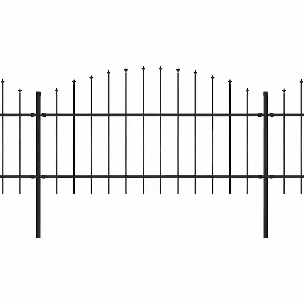 Recinzione da Giardino con Punta a Lancia in Acciaio 1506x125 cm Nero 277729