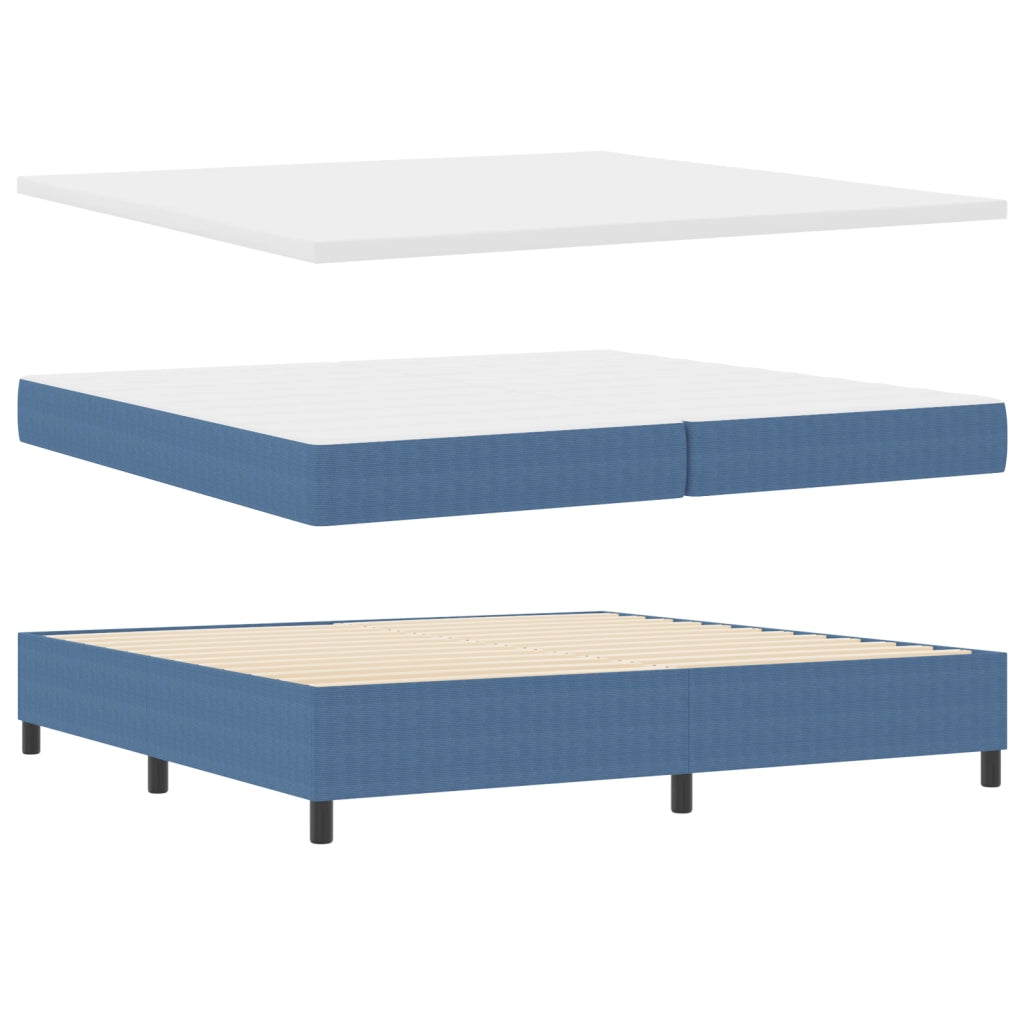 Letto con Box Spring Blu 200x200 cm Tessuto in Corduroy