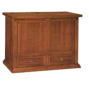 Baule 2 cassetti con ribalta in legno arte povera tinta noce 120x55x95 (530) - Mobili 2G