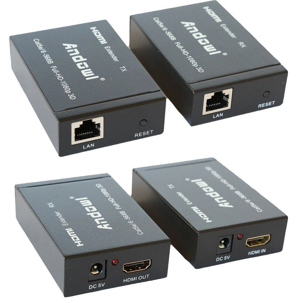 Trade Shop - Hdmi Extender Ethernet Cavo Di Rete Lan Over Cat5e Cat6 60 Metri Hdmi 3d 1080p -