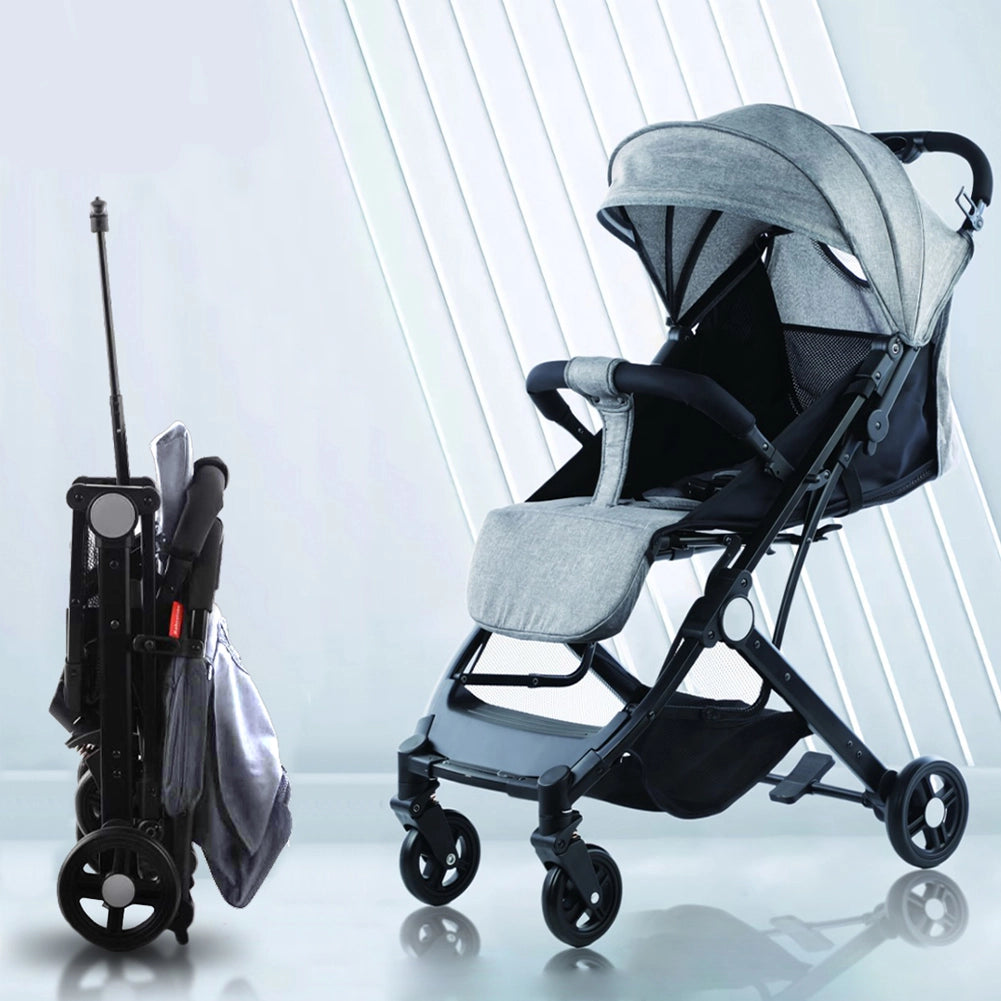Passeggino Ultraleggero Chiusura Facilitata Salvaspazio Portata 15 kg Grigio