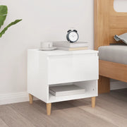 Comodino Bianco Lucido 50x46x50 cm in Legno Multistrato 819536