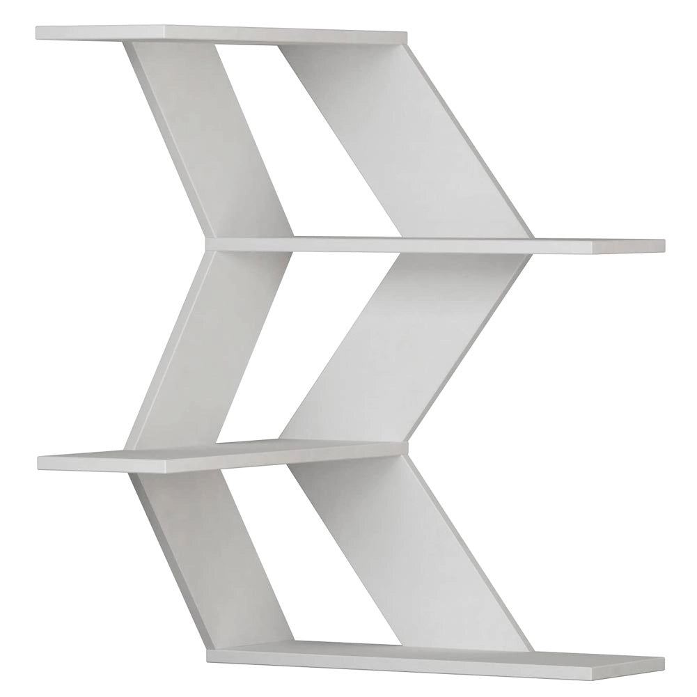 Libreria Scaffale Mensole Parete Angolare Moderna 4 Ripiani Angolo Bianco Legno