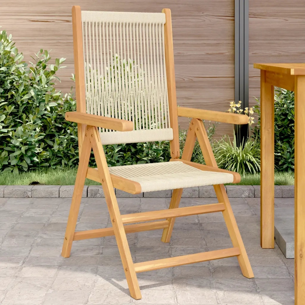 Sedie Giardino 2 pz | Sedie da Esterno Beige Legno Massello Acacia e Polipropilene