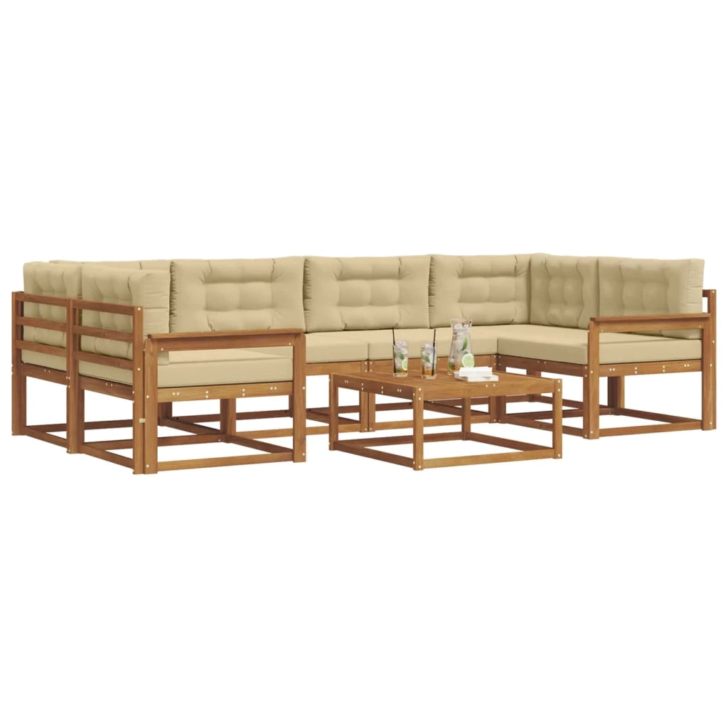 Set di divani da esterno 7 pcs Naturale e Beige