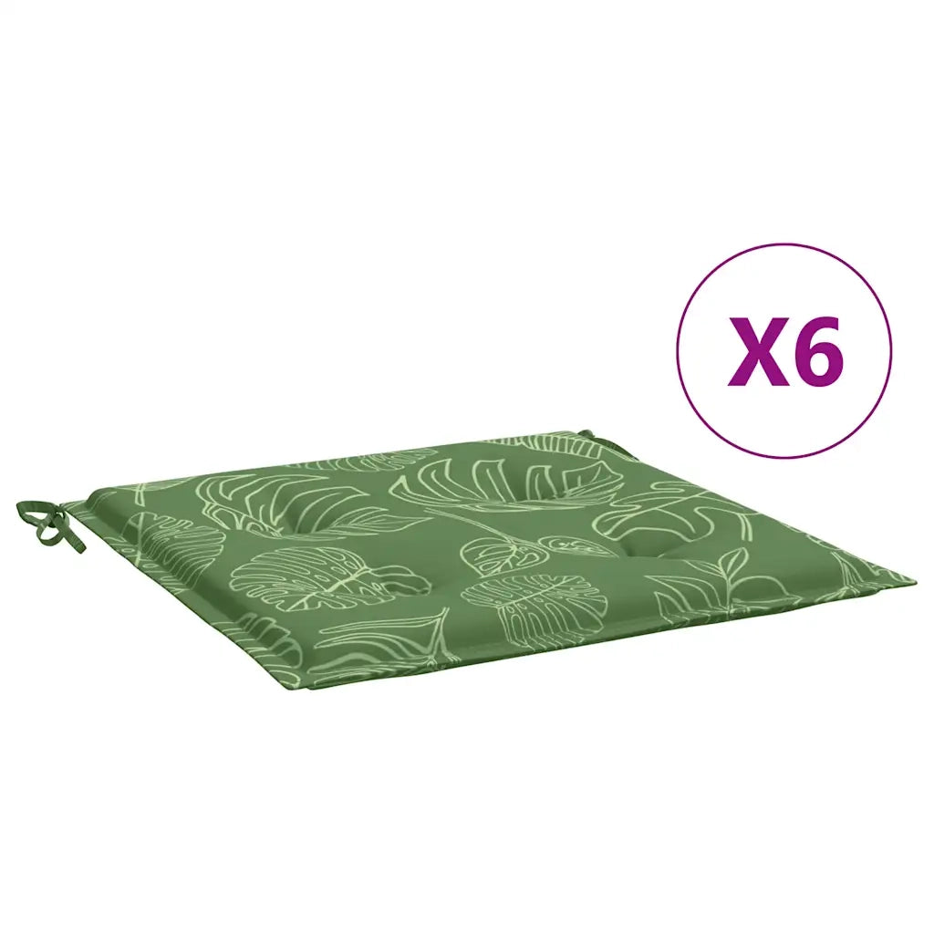 Cuscini per Sedia 6 pz Motivo a Foglie 50x50x4 cm in Tessuto 361091