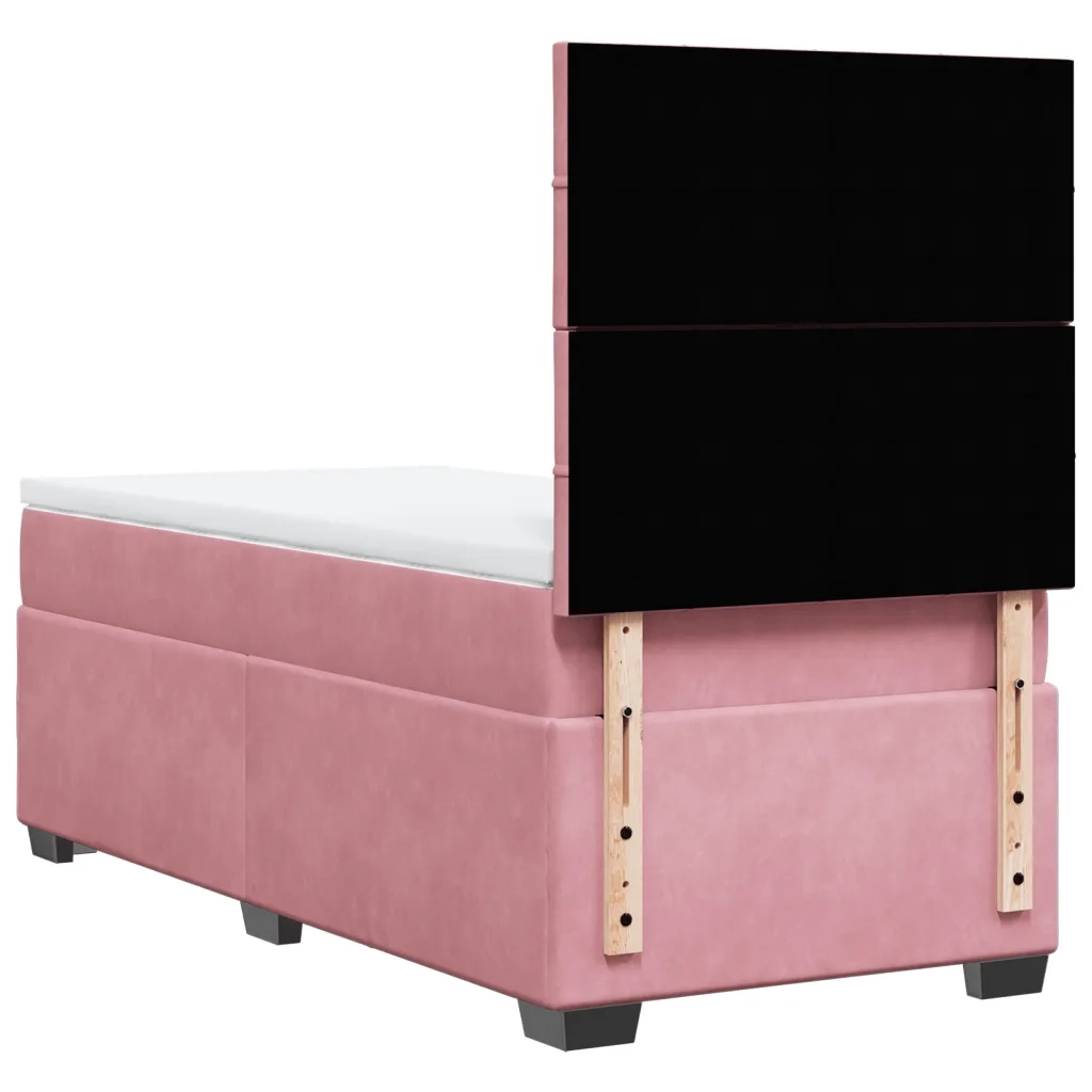 Giroletto a Molle con Materasso Rosa 90x200 cm in Velluto 3290815