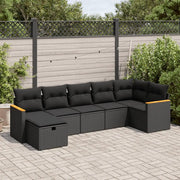 Set Divani da Giardino con Cuscini 7pz Nero Polyrattan 3325926